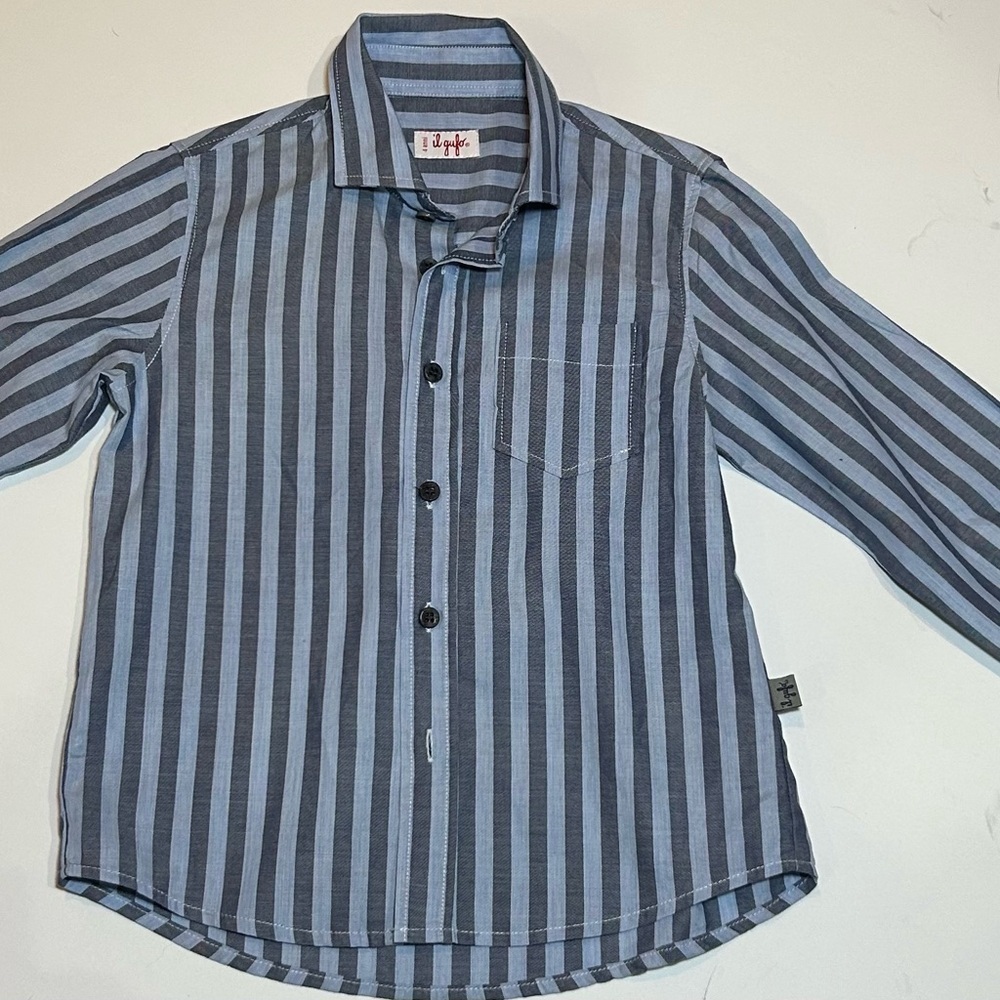 Il Gufo Blue Striped Button Down Shirt size 4 - Picture 2 of 3